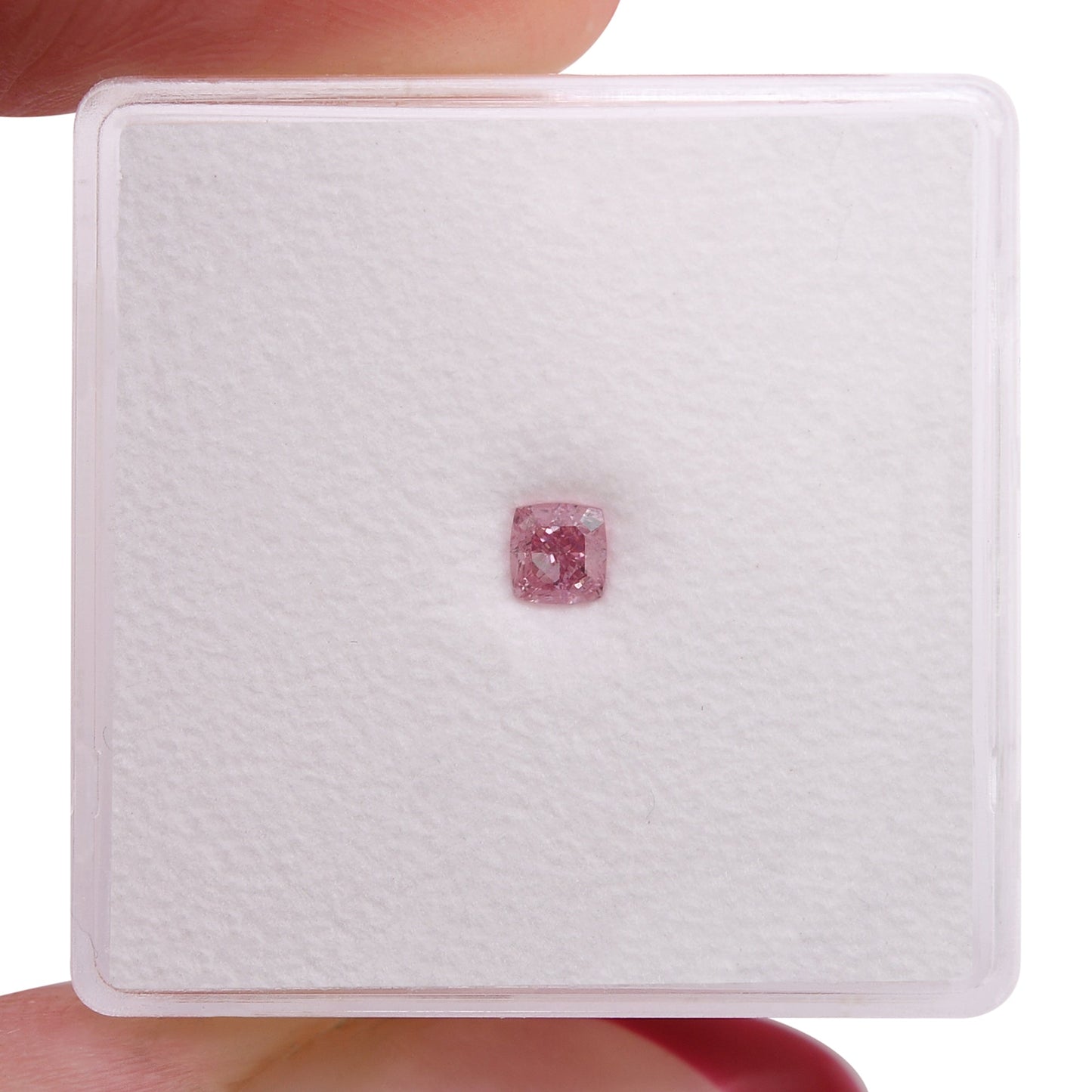 0,17 Karat Fancy Vivid Purplish Pink Cushion Diamant VS1 GIA