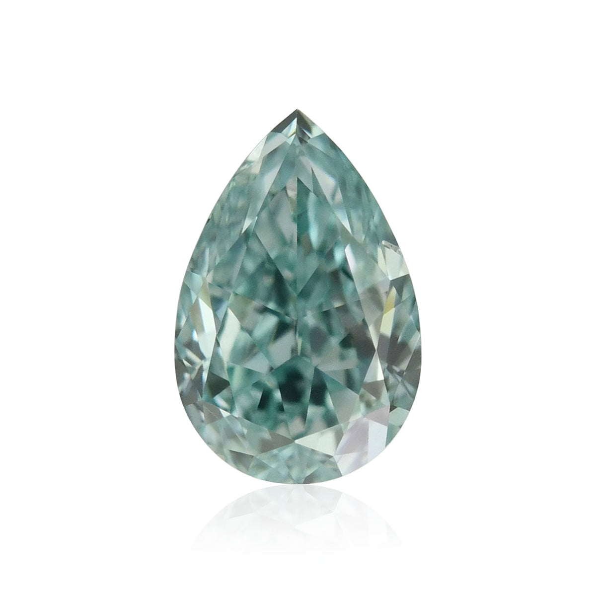 0.38 Carat Fancy Vivid Blue Green Pear Diamond SI2 GIA