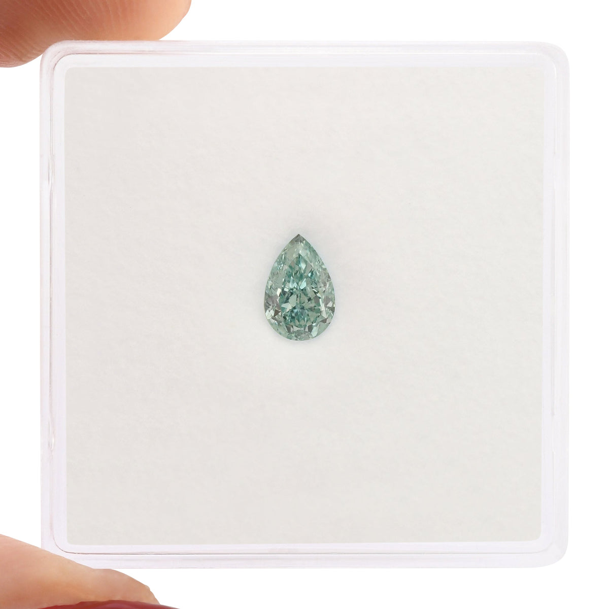 0.38 Carat Fancy Vivid Blue Green Pear Diamond SI2 GIA
