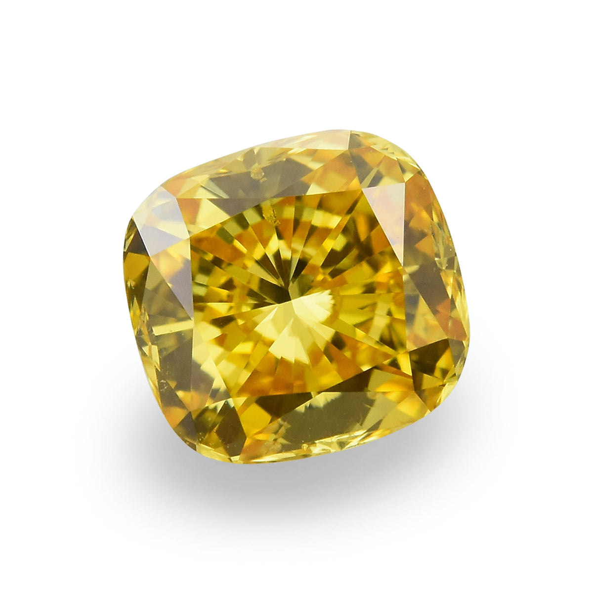 0.41 Carat Fancy Vivid Orangy Yellow Cushion Diamond (SI2) GIA