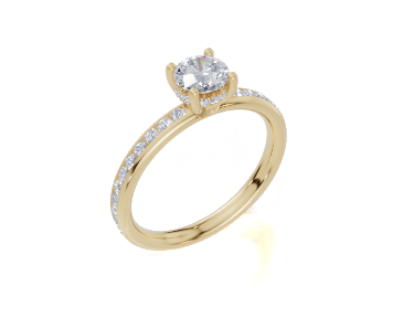 18ct Round 0.40Carat G/H-CC SI Plain Channel Hidden Halo  Diamond Ring