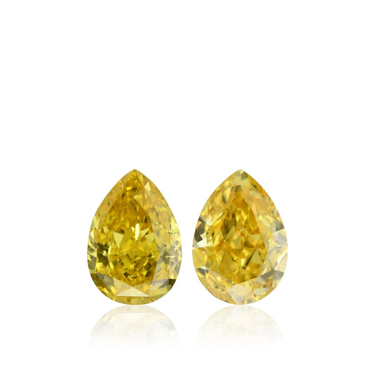0.64 Carat Fancy Vivid Orangy Yellow Pear Diamonds SI1