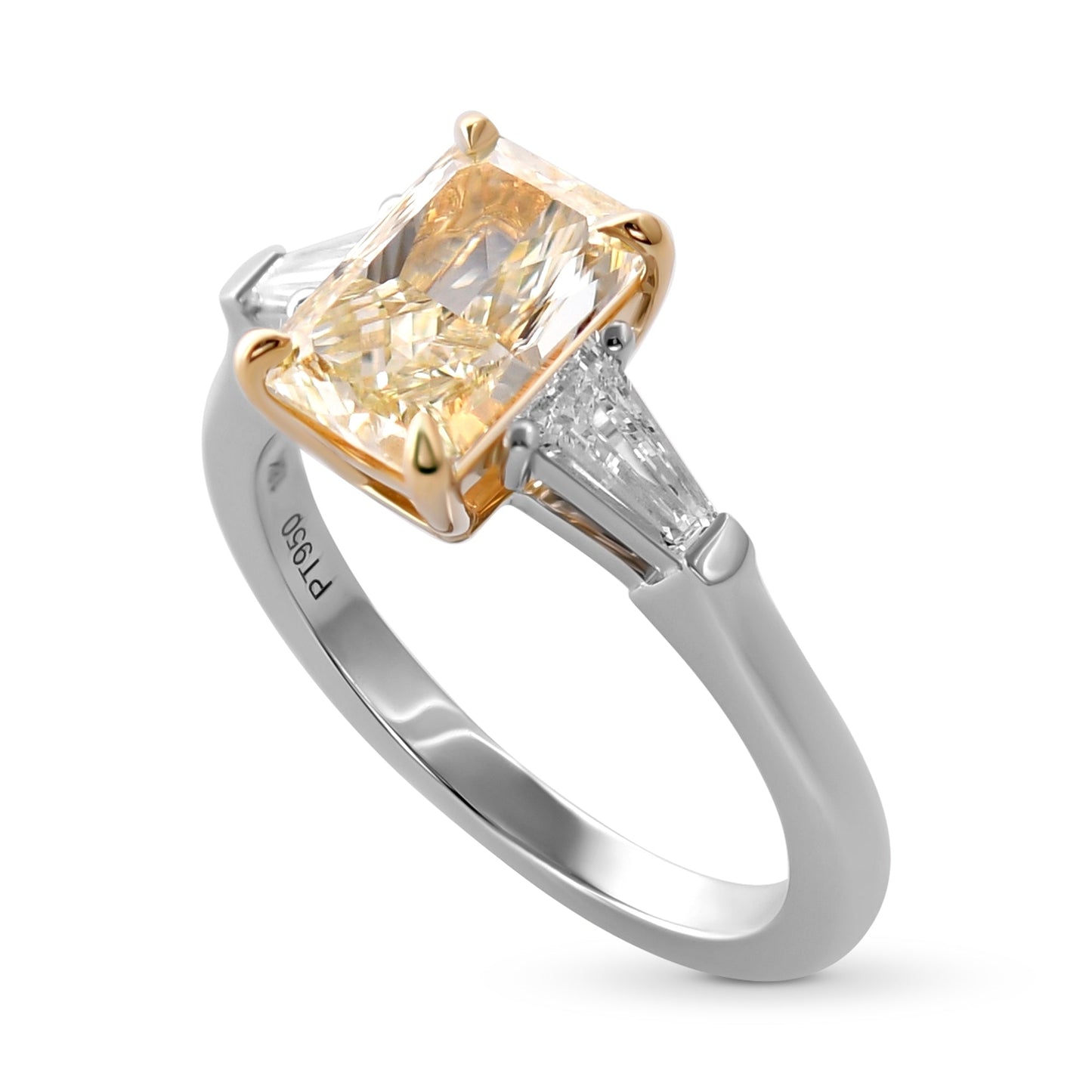 Hellgelber, strahlender 3-Stein-Diamantring