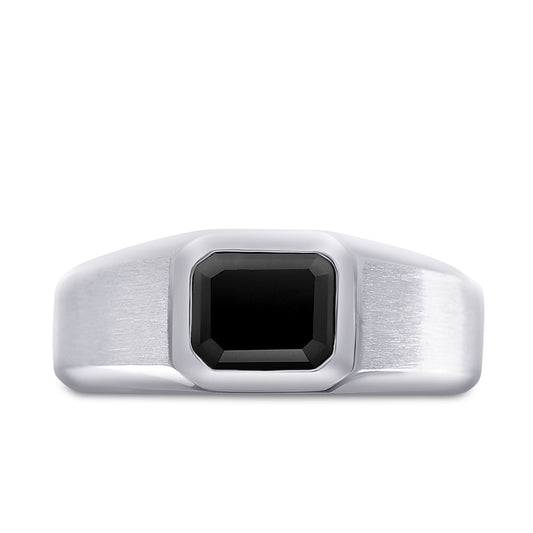 Natürlicher, eleganter schwarzer Smaragd-Herrenring