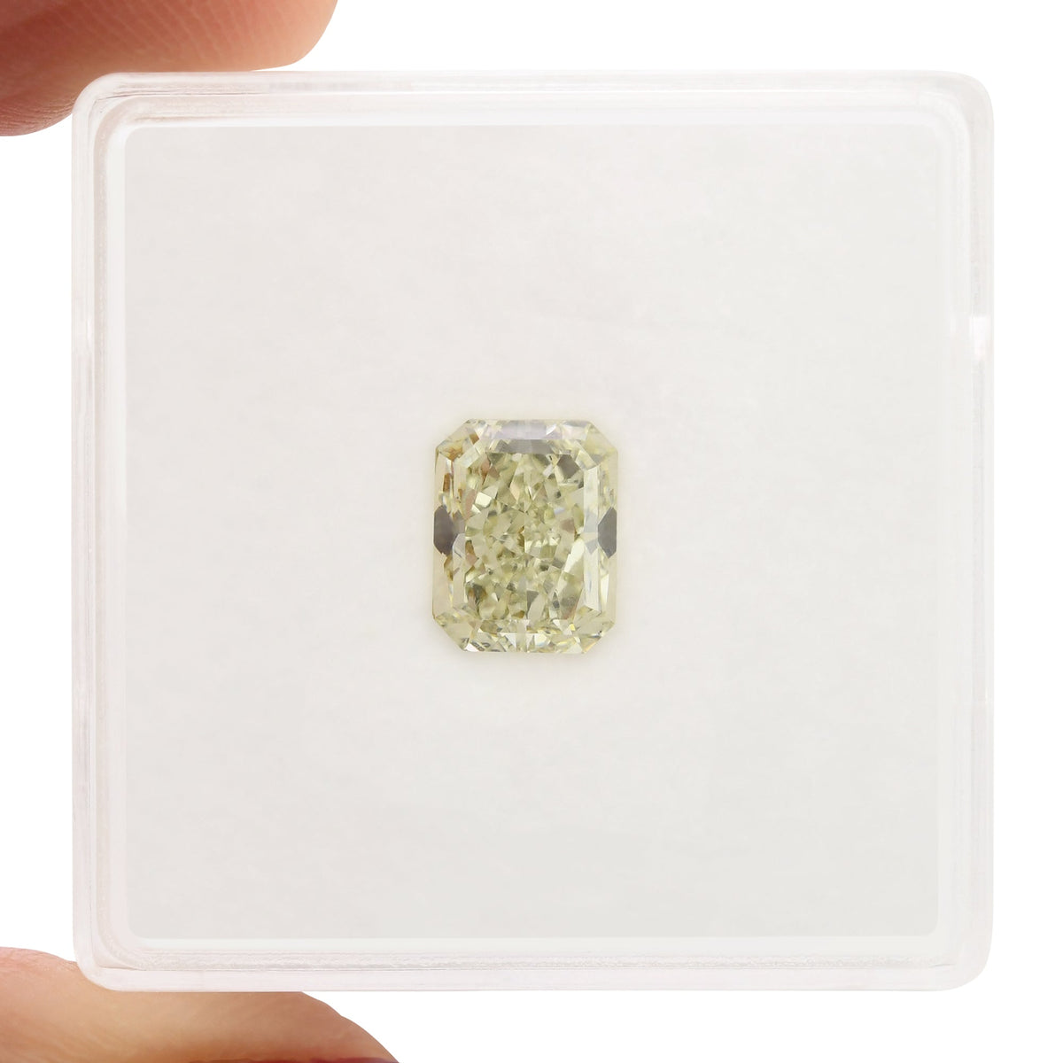 1.50 Carat Fancy Light Grayish Greenish Yellow Radiant Diamond VS2 GIA