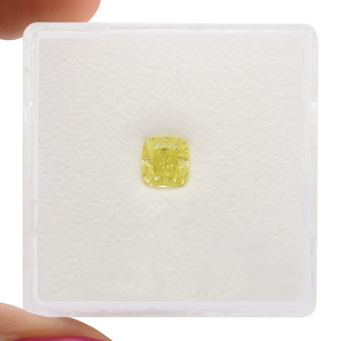 0.57 Carat Fancy Yellow Cushion Diamond IF GIA