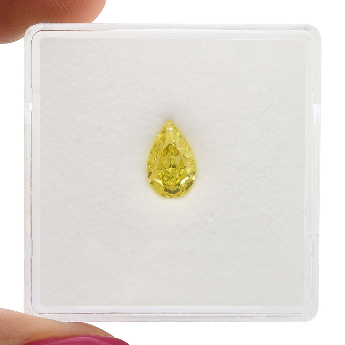 0,71 Karat Fancy Vivid Yellow Birnenförmiger Diamant VS1 GIA