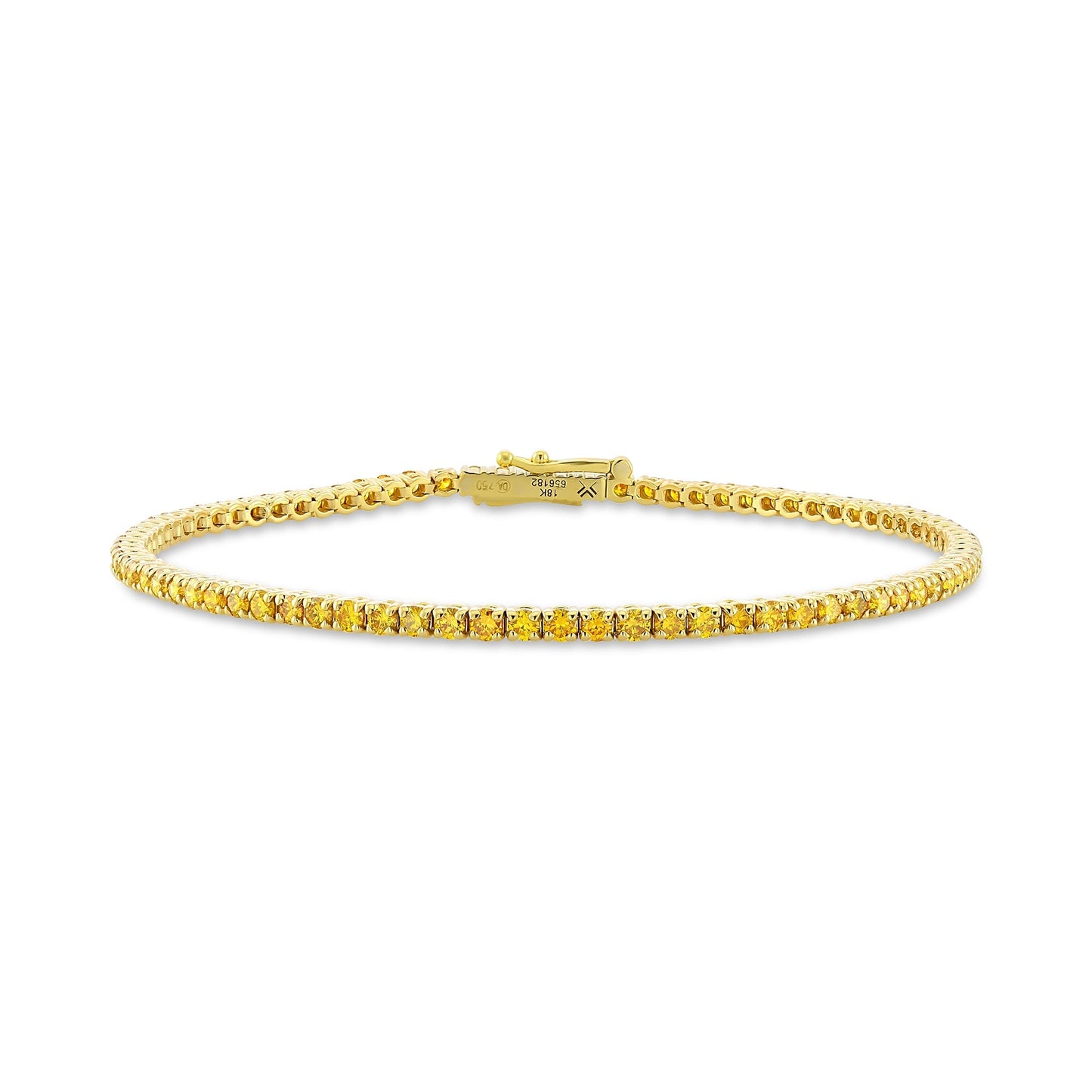 2,88 Karat auffälliges, leuchtend orange-gelbes, rundes Brillant-Tennisarmband