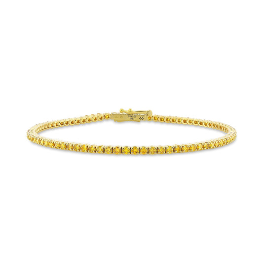 2,88 Karat auffälliges, leuchtend orange-gelbes, rundes Brillant-Tennisarmband