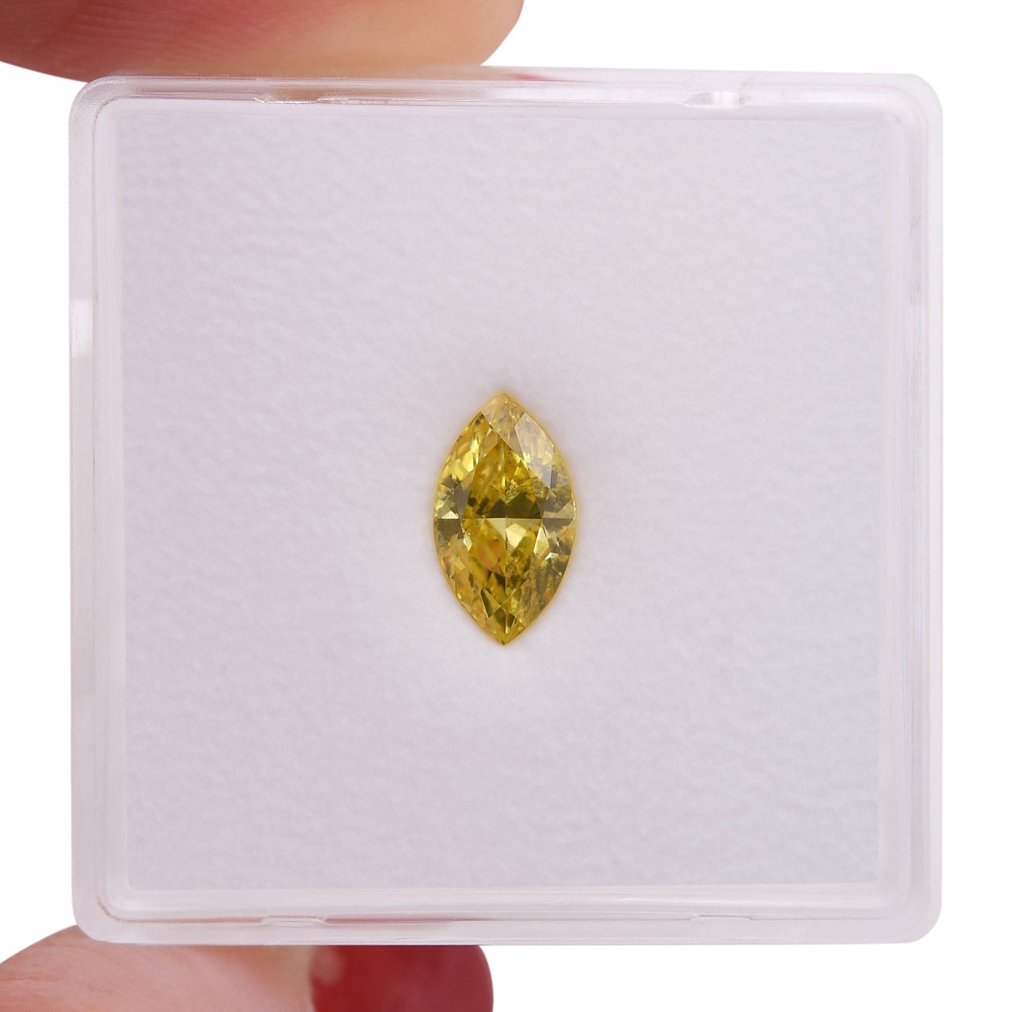 0.65 Carat Fancy Vivid Yellow Marquise Diamond I1 GIA