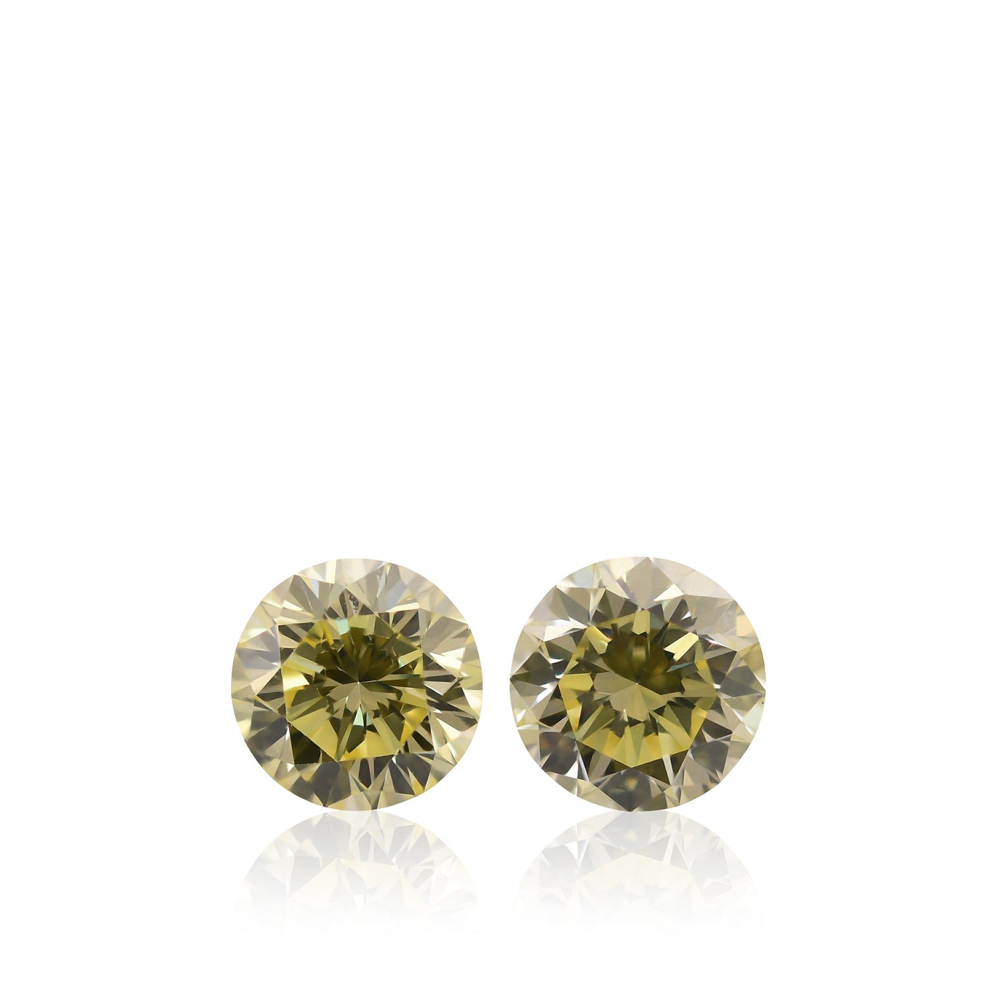 2.14 Carat Fancy Yellow Round Brilliant Diamonds VS2