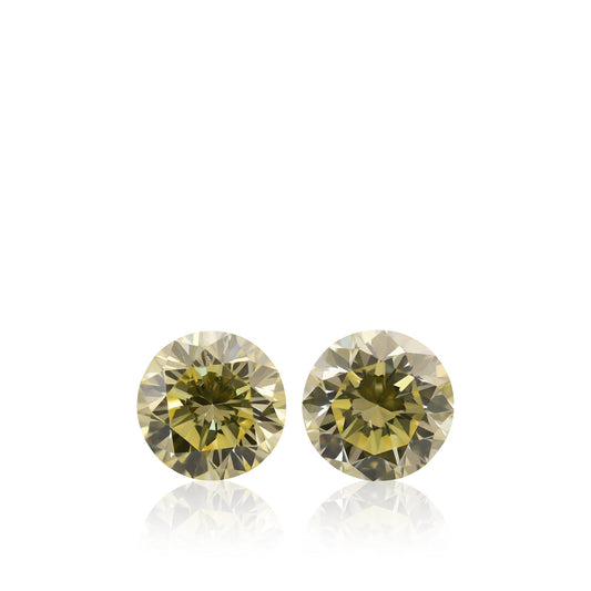 2.14 Carat Fancy Yellow Round Brilliant Diamonds VS2