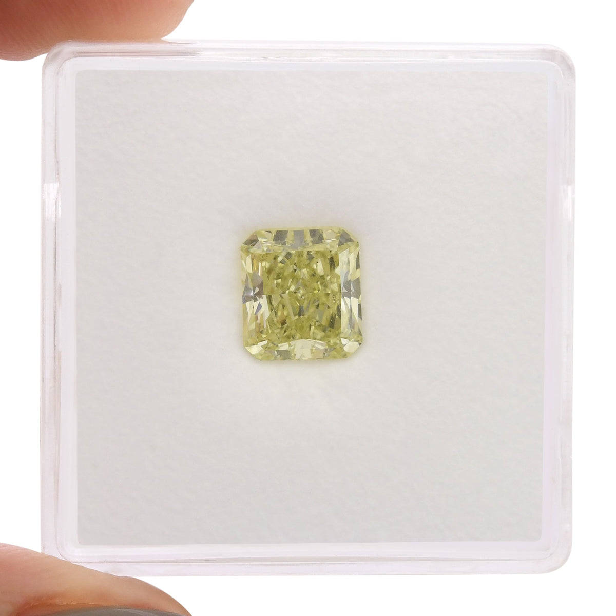 1.58 Carat Fancy Greenish Yellow Radiant Diamond VS2 GIA