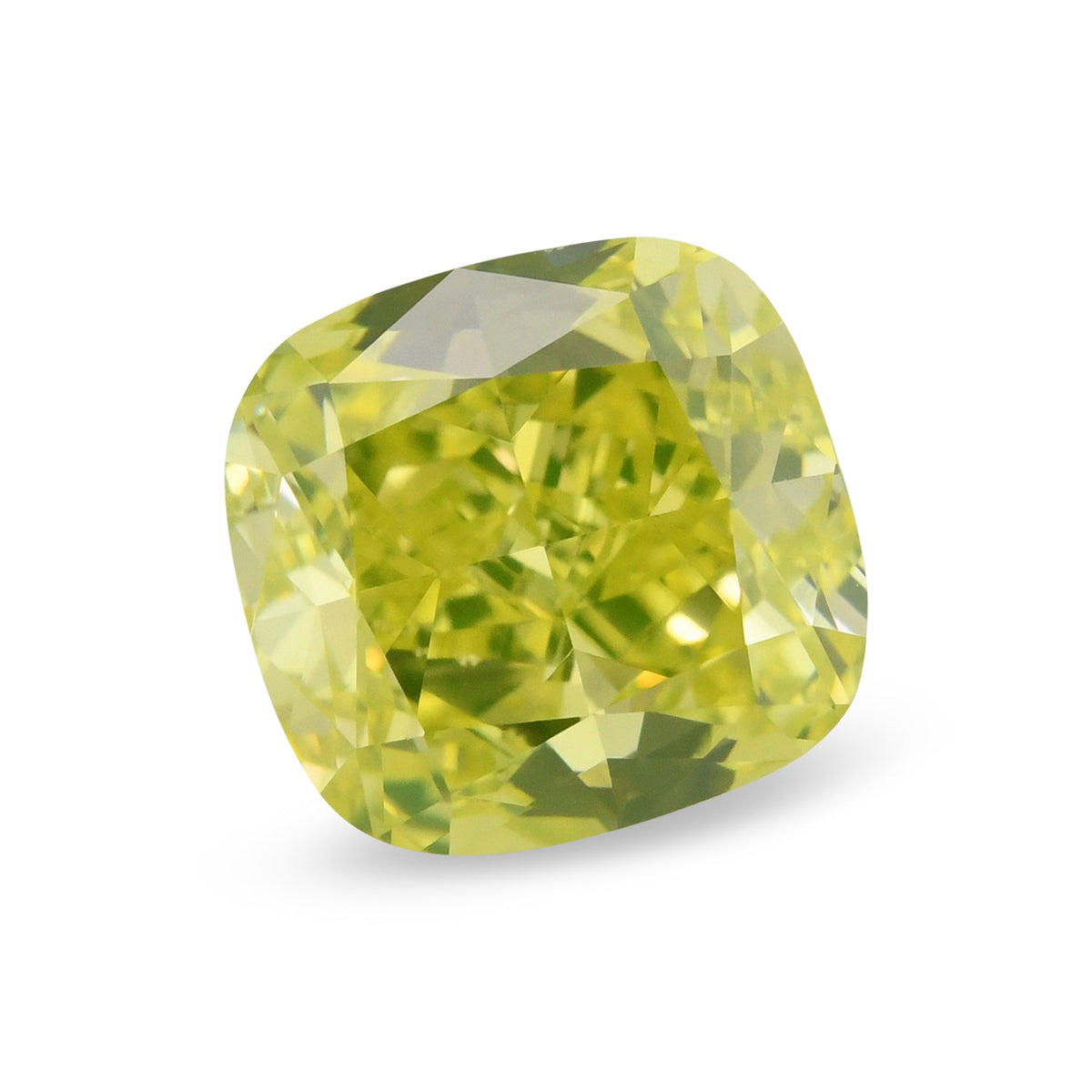 1.71 Carat Fancy Intense Green Yellow Cushion Diamond VS1 GIA