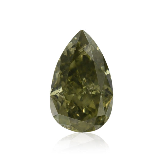 0,39 Karat Fancy Deep Grayish Yellowish Green Birnenförmiger Diamant VS2 GIA