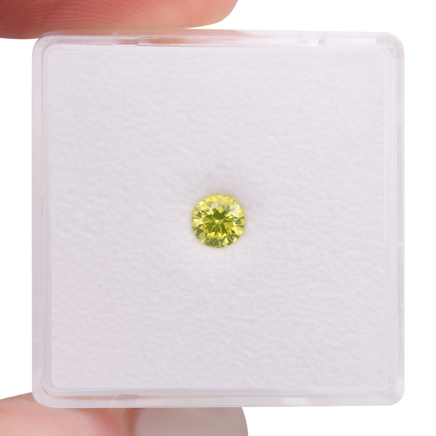 0.23 Carat Fancy Intense Greenish Yellow Round Brilliant Diamond SI2 GIA