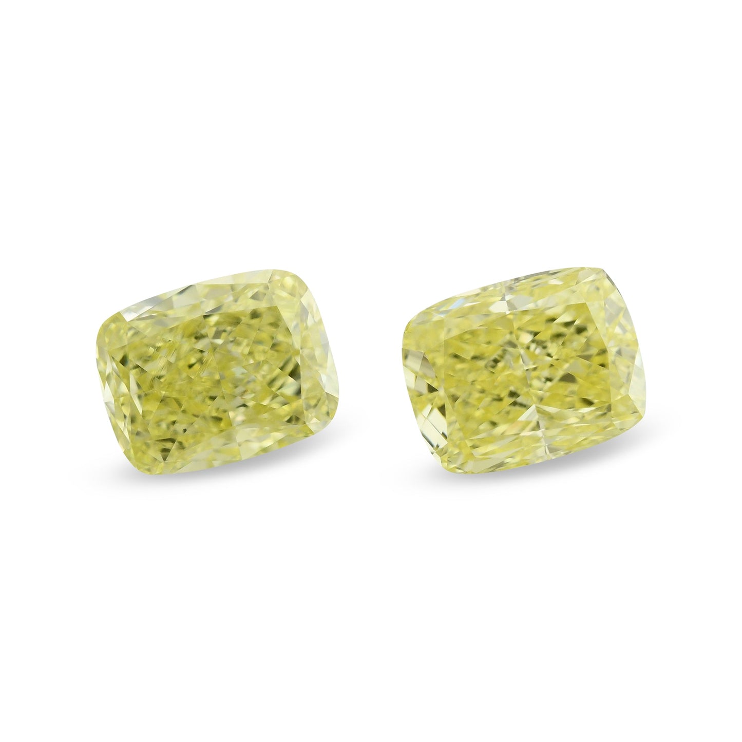 2,04 Karat Fancy Yellow Cushion Diamonds SI1