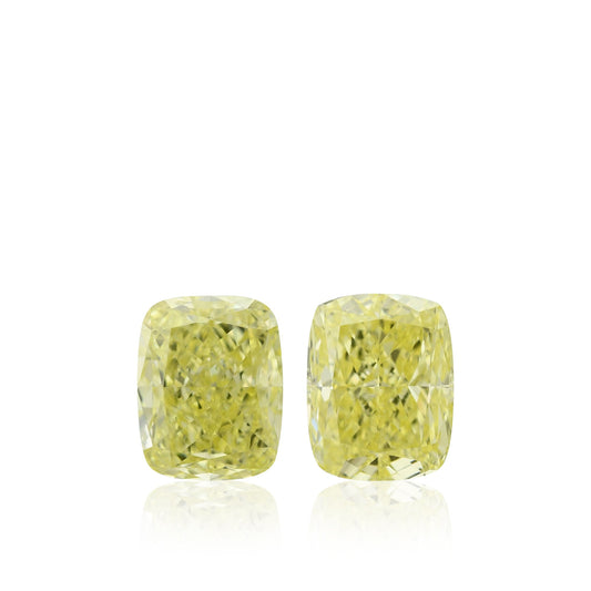 2,04 Karat Fancy Yellow Cushion Diamonds SI1