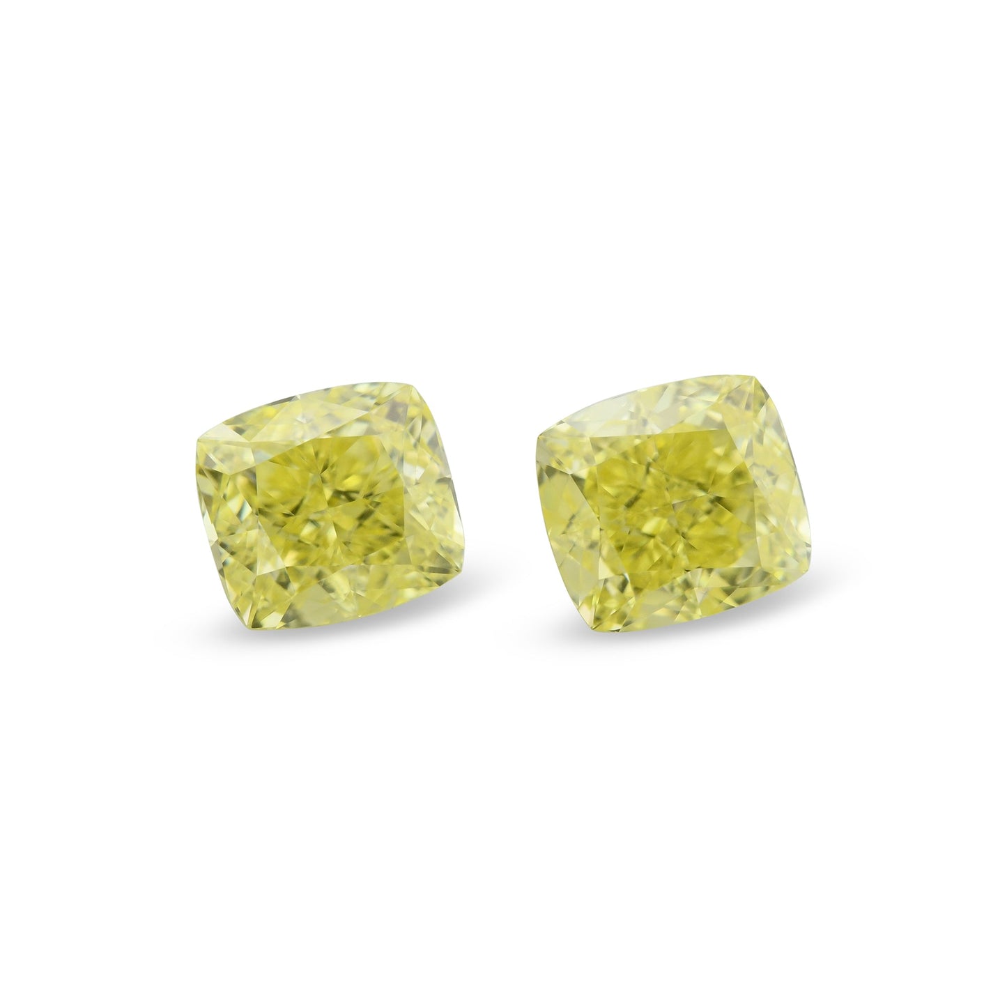 1,03 Karat Fancy Yellow Cushion Diamonds VVS1