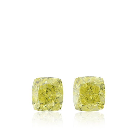 1,03 Karat Fancy Yellow Cushion Diamonds VVS1