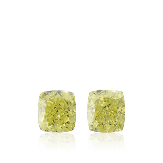 1,09 Karat Fancy Yellow Cushion Diamonds VVS1