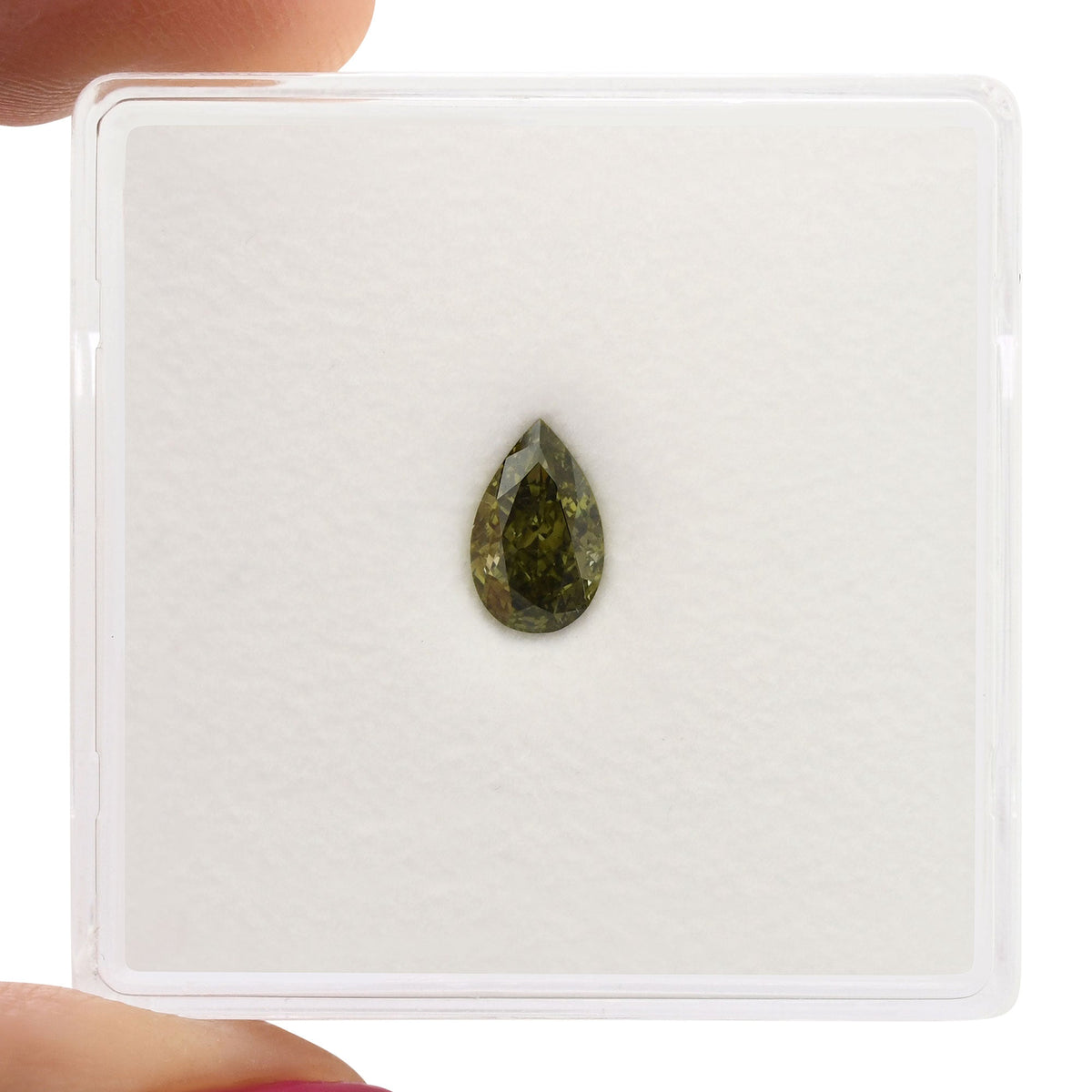 0,51 Karat Fancy Dark Gray Yellowish Green Birnear Diamond VS1 GIA