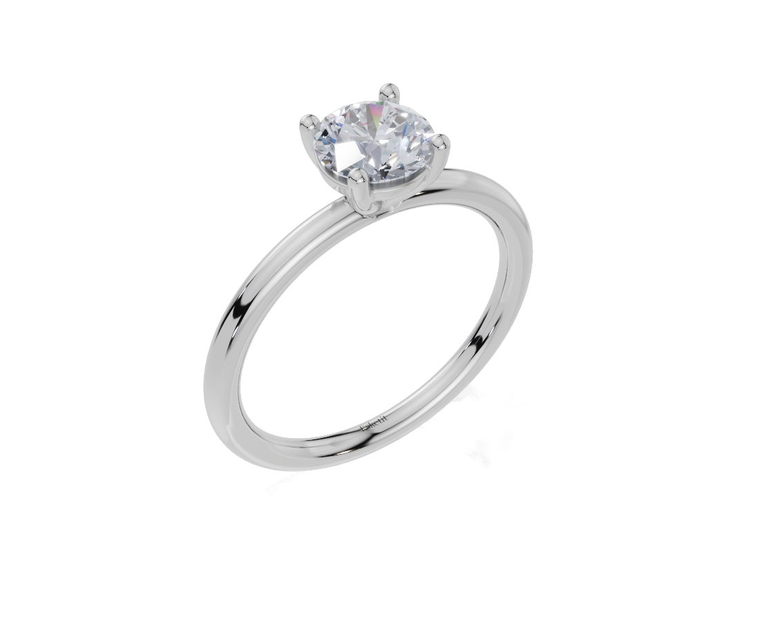 18ct Round 0.75Carat D/E/F-CC VVS Plain Plain 4Pr  Diamond Ring