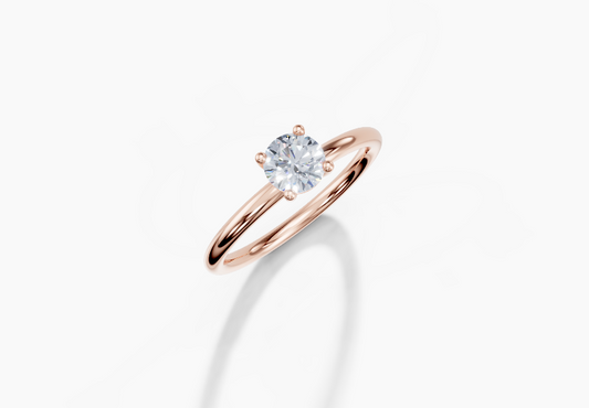 18K Round 0.3 Carat G/H SI Plain Plain 4Pr Diamond Ring