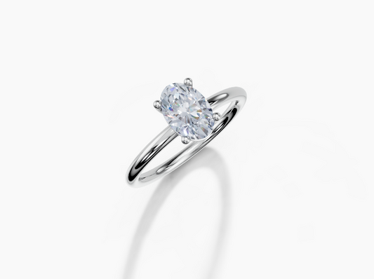 Platinum Oval 1 Carat G/H SI Plain Plain 4Pr Diamond Ring