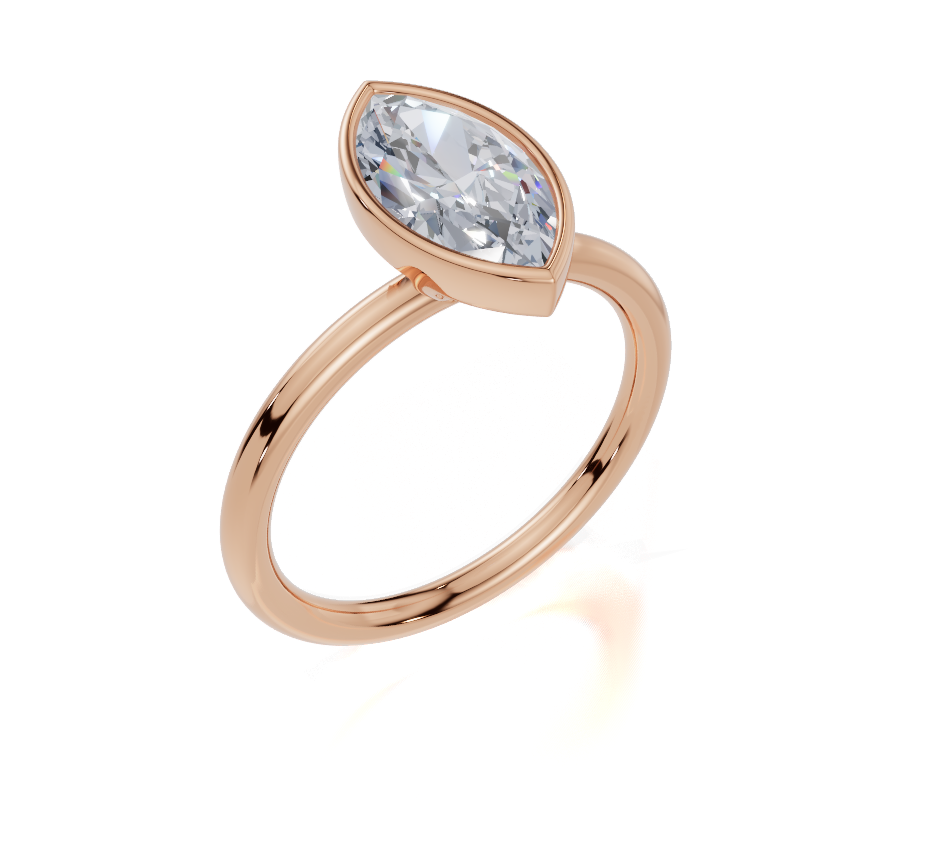 18ct Marquise 1.50Carat F/G VS/SI Split Plain Bezel  Diamond Ring