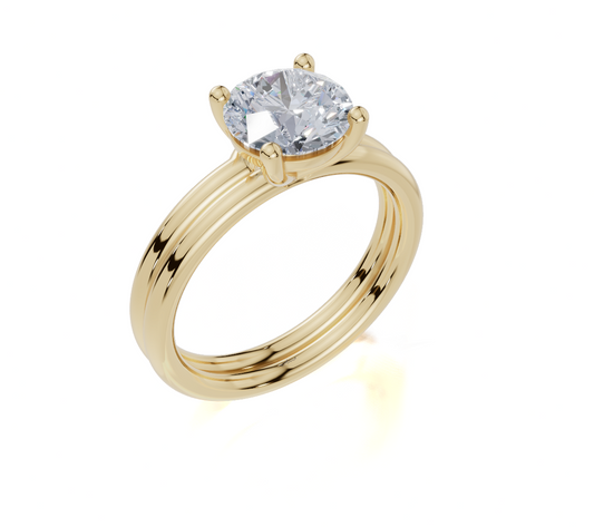 18ct Round 1.50Carat D/E/F-CC VVS Plain Plain 4Pr  Diamond Ring