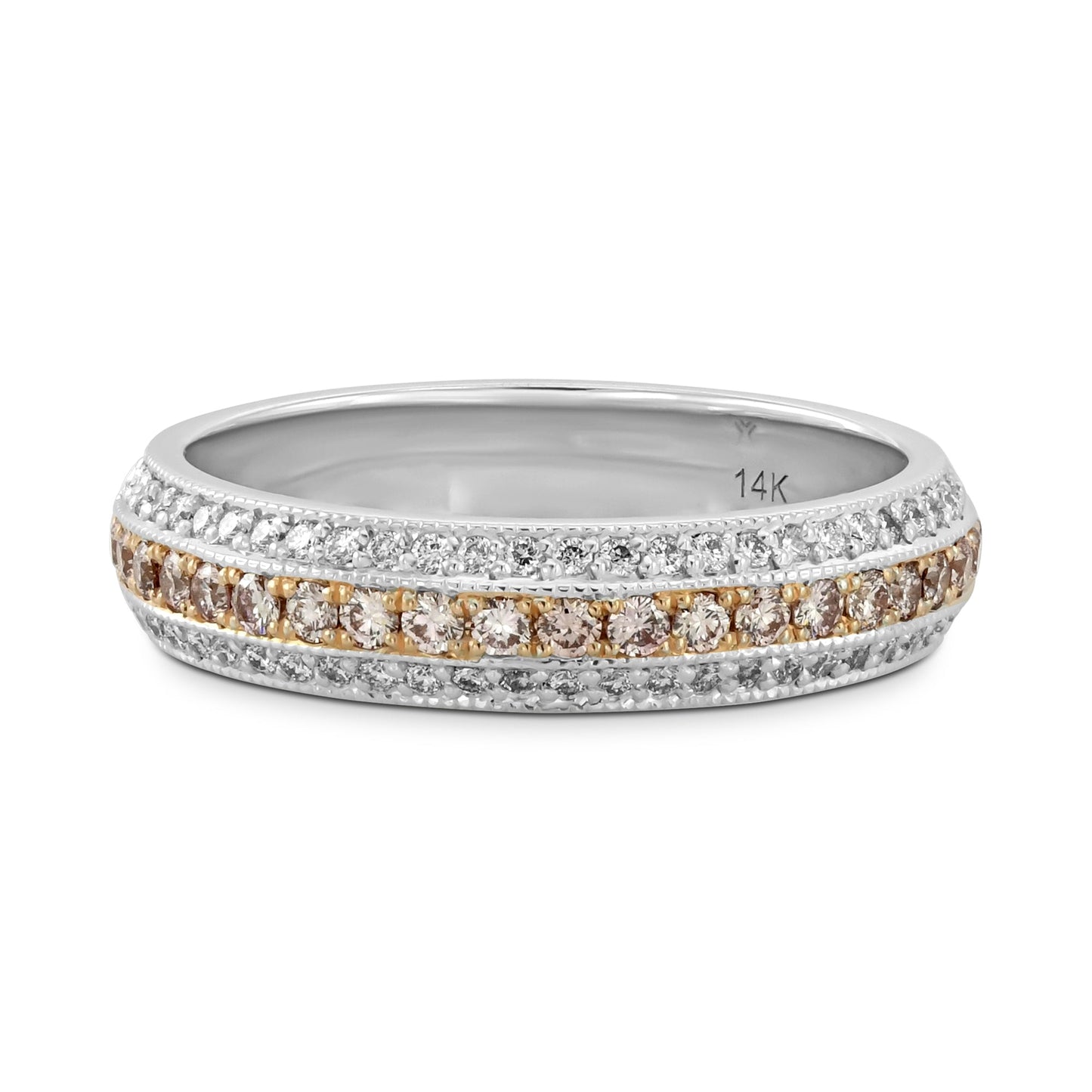 Dreireihiges rosa-weißes Diamantband