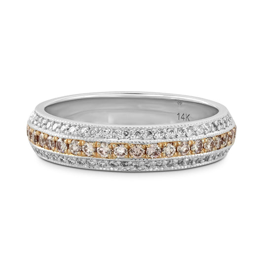Dreireihiges rosa-weißes Diamantband