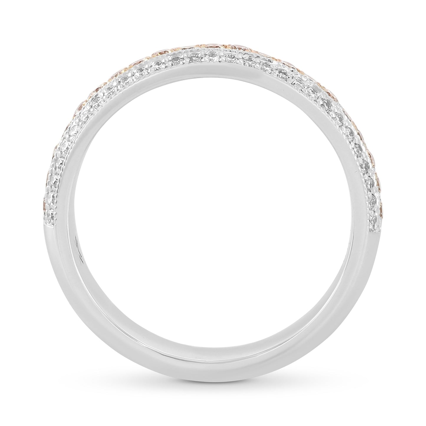 Dreireihiges rosa-weißes Diamantband