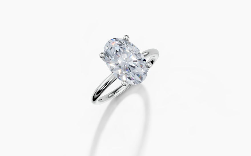 18K Oval 3 Carat F/G VS/SI Plain Plain 4Pr Diamond Ring