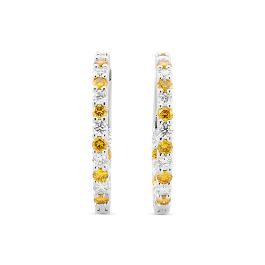 Ausgefallene, leuchtend orange-gelbe, runde Diamant-Creolen (1,96 ct Gesamtgewicht)