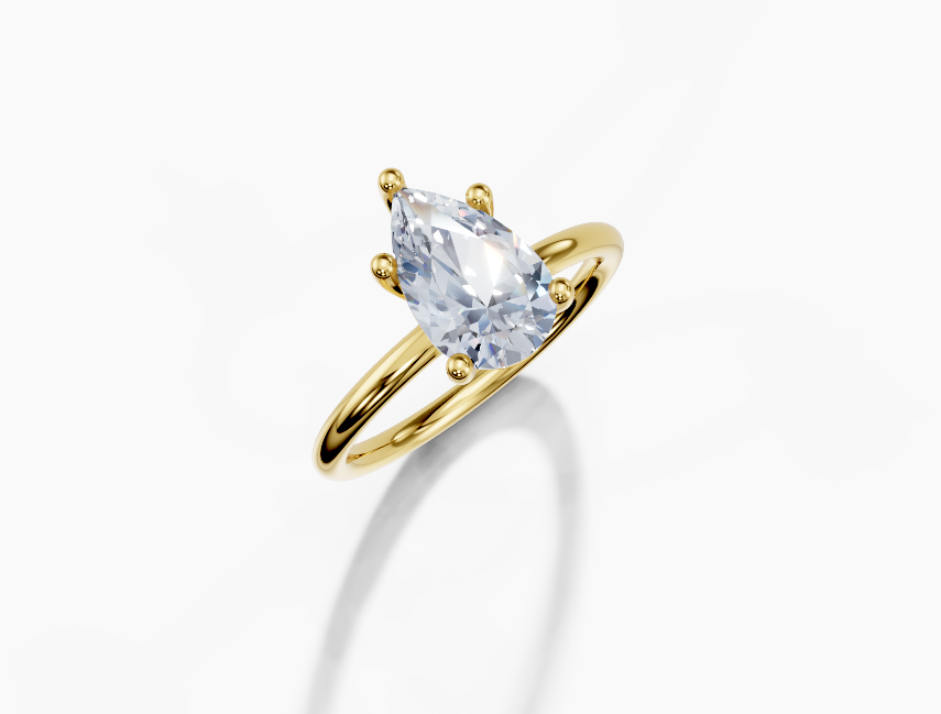 18K Pear 1.5 Carat F/G VS/SI Plain Plain 4Pr Diamond Ring