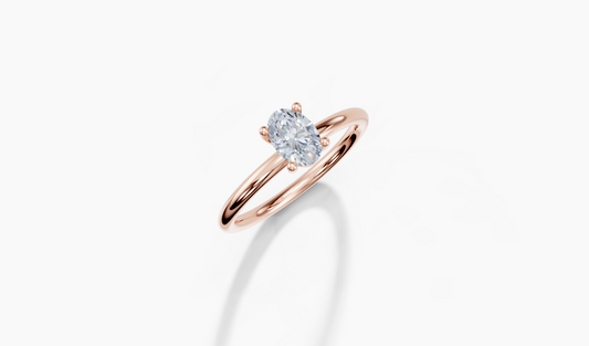 18K Oval 0.3 Carat G/H SI Plain Plain 4Pr Diamond Ring