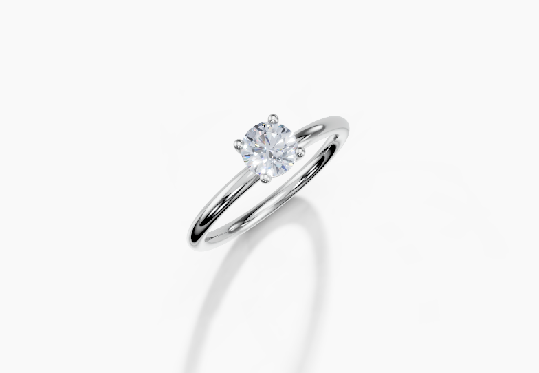 18K Round 0.4 Carat G/H SI Plain Plain 4Pr Diamond Ring