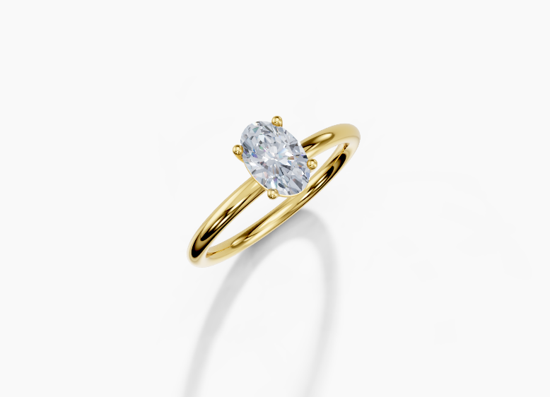 18K Oval 0.7 Carat F/G VS/SI Plain Plain 4Pr Diamond Ring
