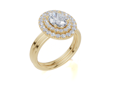 18ct Oval 1.00Carat F/G VS/SI Plain Plain Double Halo  Diamond Ring