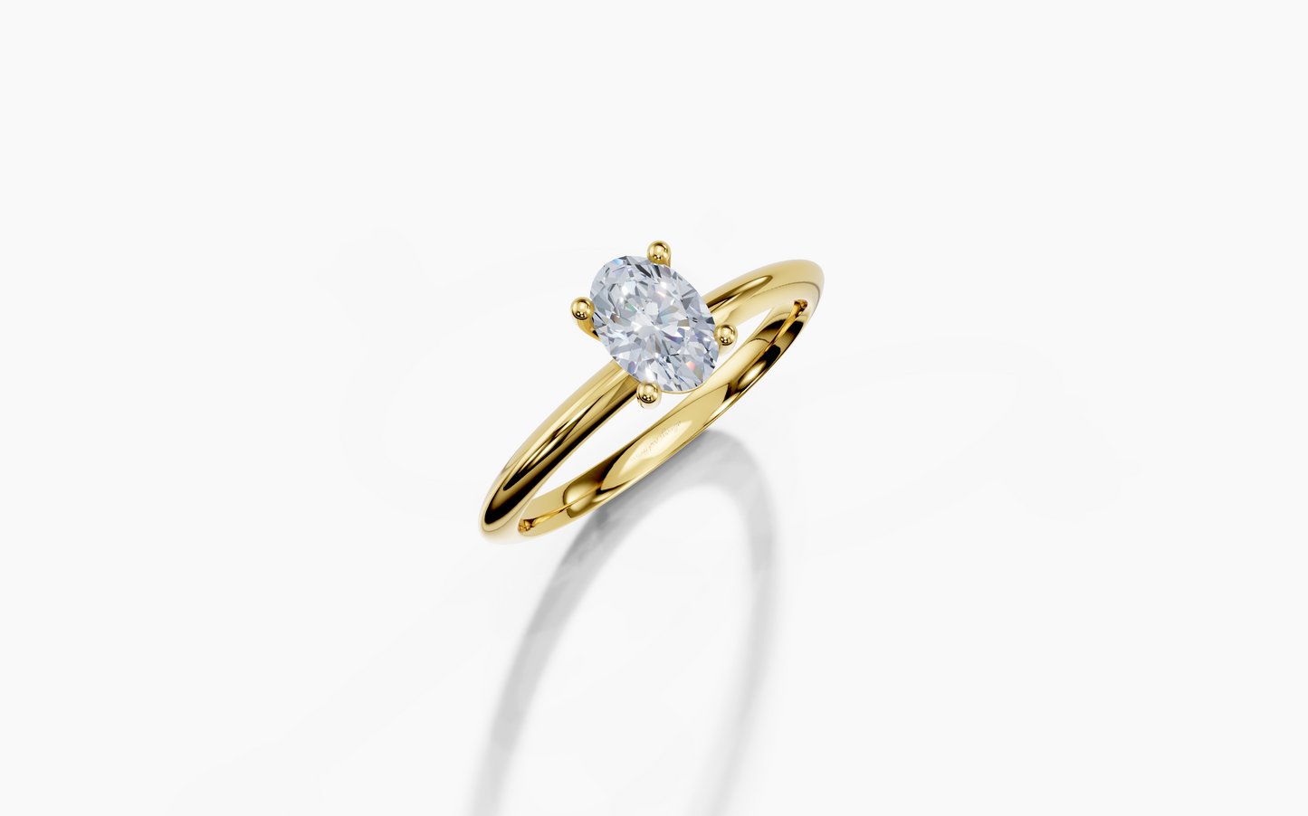 18K Oval 0.3 Carat G/H SI Knife Edge Plain 4Pr Diamond Ring