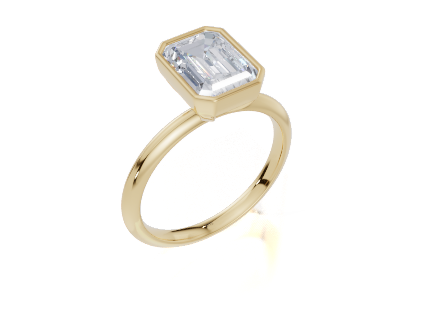 18ct Emerald 2.00Carat D/E/F-LG VS/VVS Knife Edge Plain Bezel  Diamond Ring