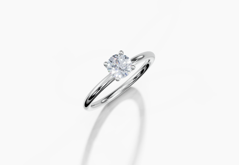 18K Round 0.3 Carat G/H SI Plain Plain 4Pr Diamond Ring