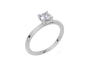 18ct Round 0.40Carat G/H-CC SI Plain Plain 4Pr  Diamond Ring