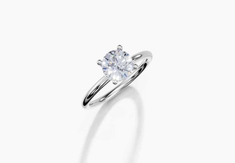 Platinum Round 1 Carat D/E/F VS/VVS Plain Plain Hidden Halo Diamond Ring