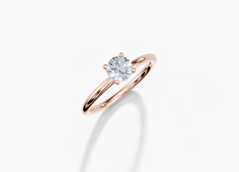 18K Round 0.5 Carat G/H SI Plain Plain 4Pr Diamond Ring