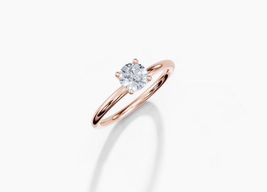 18K Round 0.5 Carat G/H SI Plain Plain 4Pr Diamond Ring