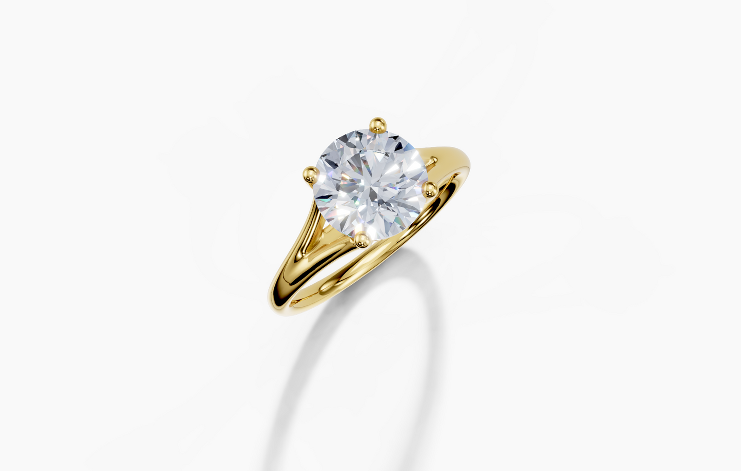 18K Round 2 Carat G/H SI Split Plain 4Pr Diamond Ring