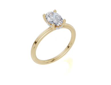 18ct Oval 1.00Carat D/E/F-LG VS/VVS Plain Plain Hidden Halo  Diamond Ring